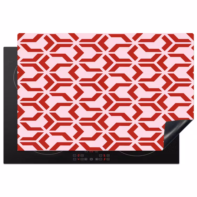 Roze - Rood - Geometrisch - Patroon Inductie beschermer vinyl 3mm klein 276 -3d