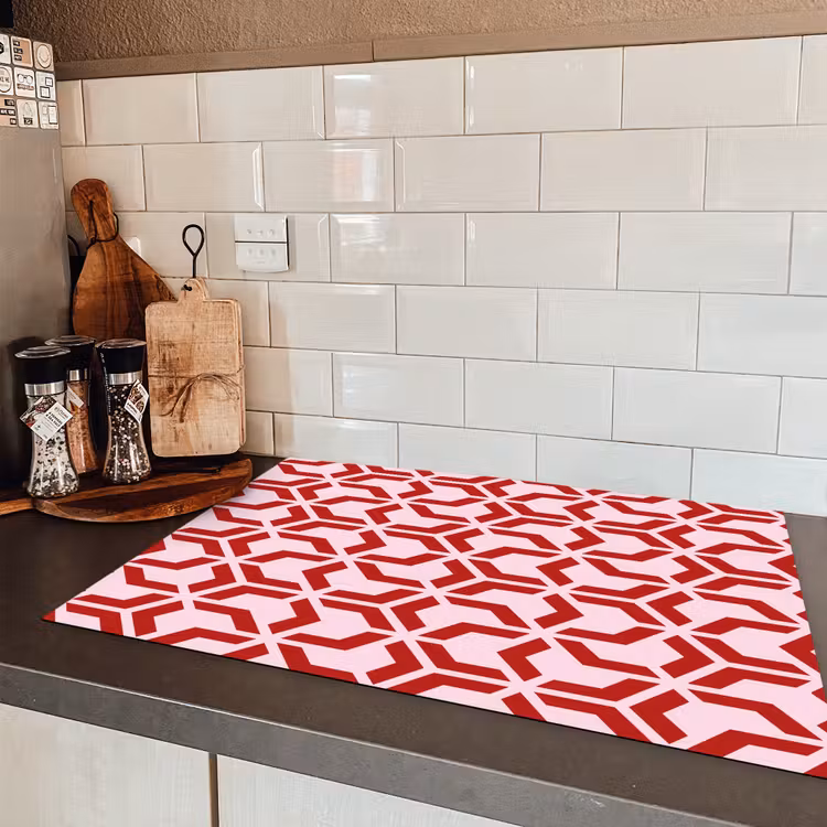 Roze - Rood - Geometrisch - Patroon Inductie beschermer vinyl 3mm klein 276 -sfeer3