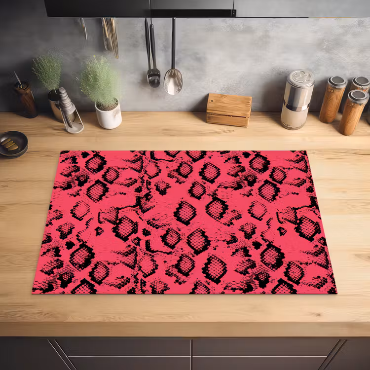 Roze - Slang - Motief Inductie beschermer vinyl 3mm klein 276 -sfeer5