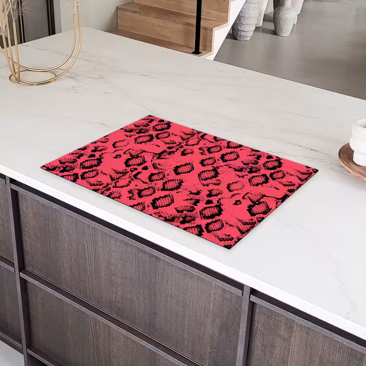 Roze - Slang - Motief Inductie beschermer vinyl 3mm klein 276 -sfeer8