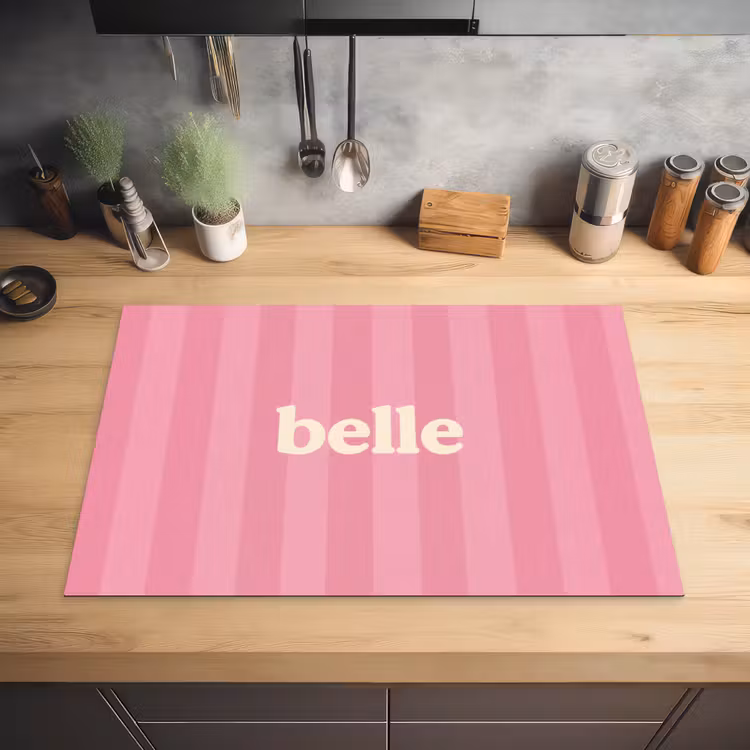Roze - Gestreept - Belle Inductie beschermer vinyl 3mm klein -sfeer5