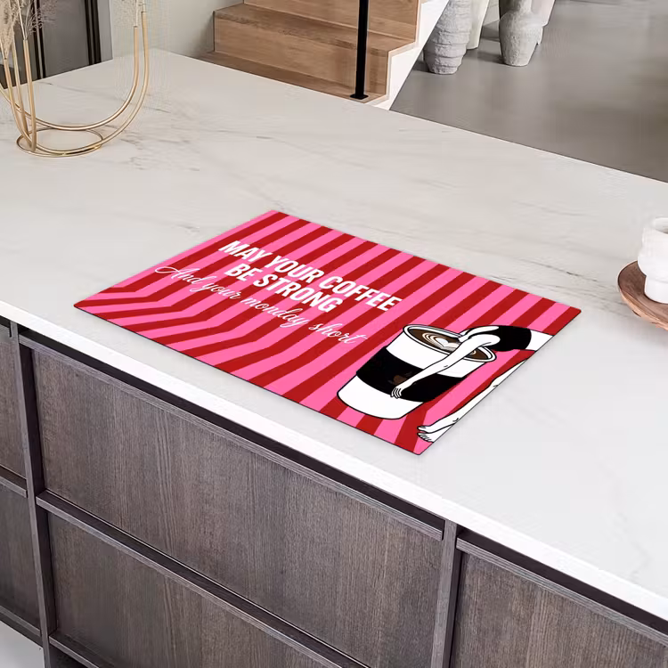 Roze - Strepen - Koffie - Maandag Inductie beschermer vinyl 3mm klein -sfeer8