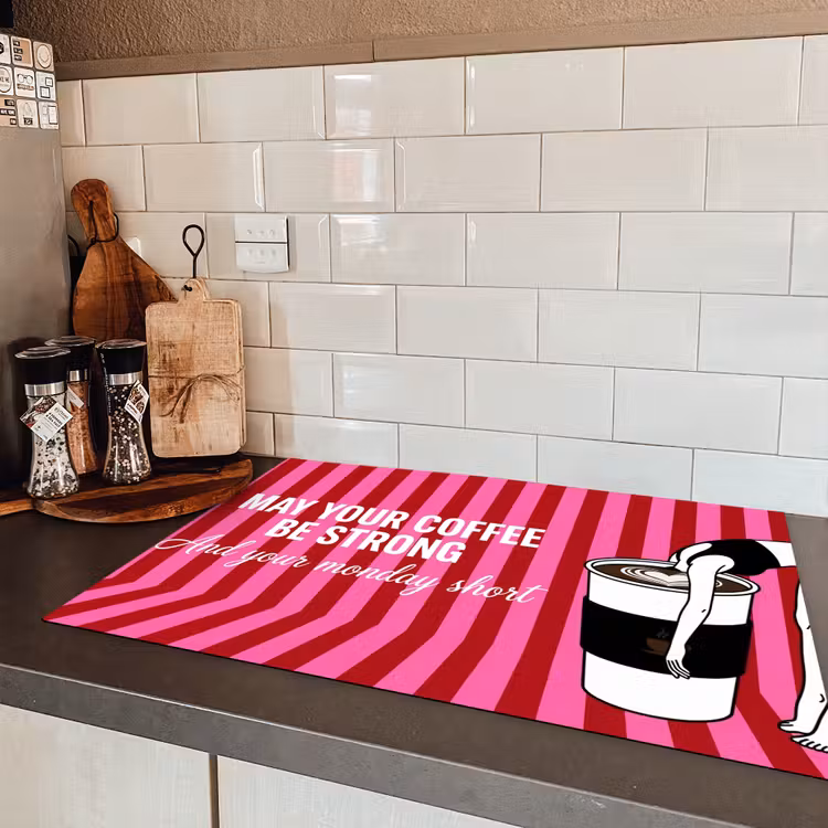 Roze - Strepen - Koffie - Maandag Inductie beschermer vinyl 3mm klein -sfeer3