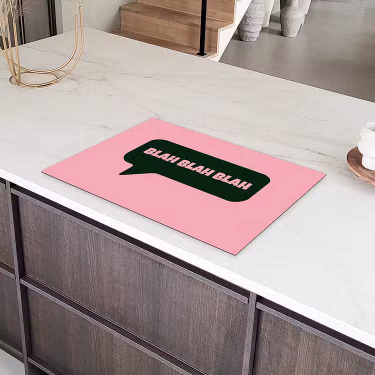 Roze - Tekstwolk - Groen - BLAH BLAH BLAH Inductie beschermer vinyl 3mm klein -sfeer8