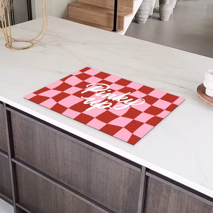 Pinky up - Geblokt - Bordeauxrood Inductie beschermer vinyl 3mm klein -sfeer8