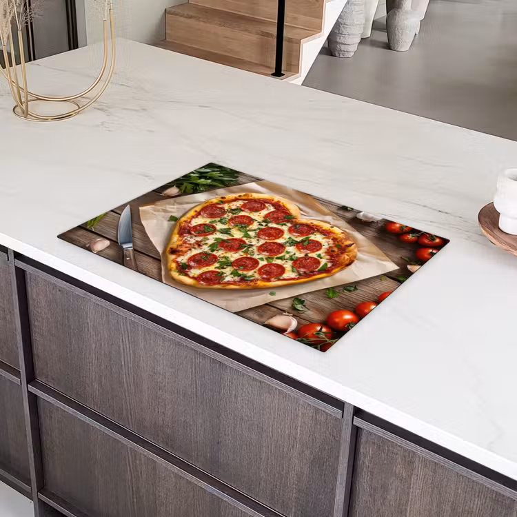 Pizza - Hart - Pepperoni - Tomaat Inductie beschermer vinyl 3mm klein -sfeer8