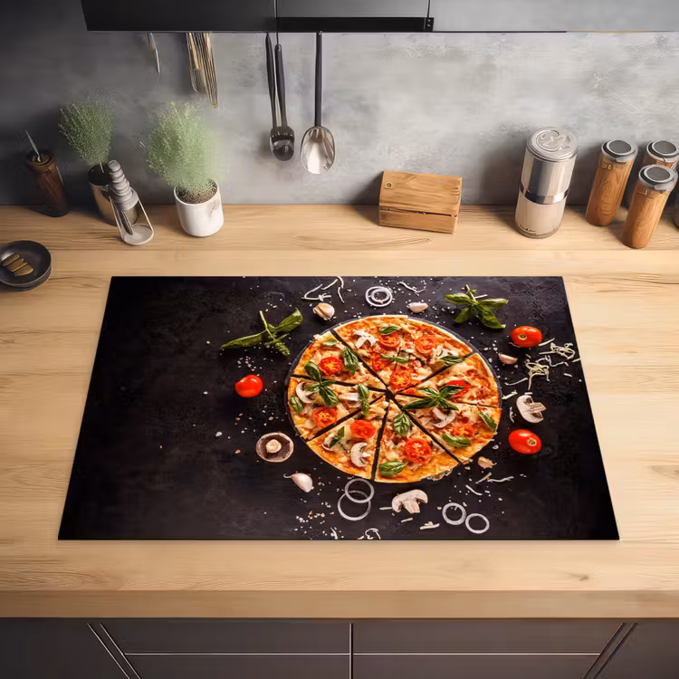 Pizza - Groente - Kruiden - Keuken - Industrieel Inductie beschermer vinyl 3mm klein -sfeer5