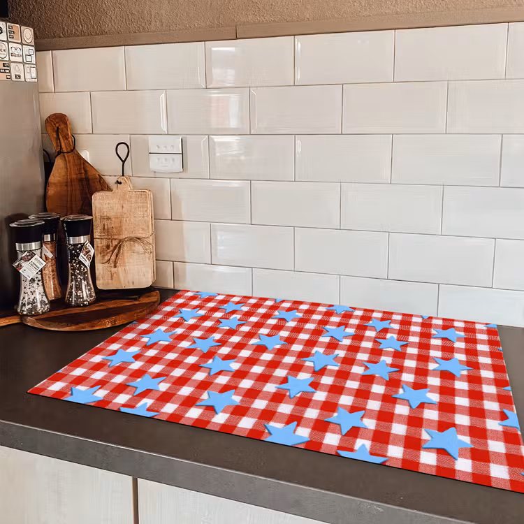 Ruit - Sterren - Rood Inductie beschermer vinyl 3mm klein 276 -sfeer3