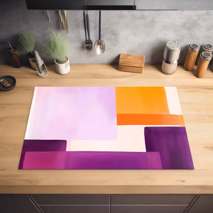 Vlakken - Abstract - Rechthoekig - Oranje Inductie beschermer vinyl 3mm klein -sfeer5