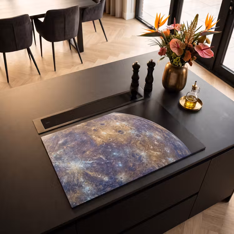 Induction Hob Cover - Planet - Craters - Space - Planeet - Kraters - Ruimte Inductie beschermer vinyl 3mm klein