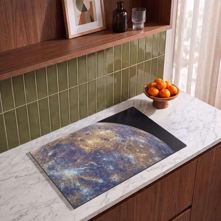 Induction Hob Cover - Planet - Craters - Space - Planeet - Kraters - Ruimte Inductie beschermer vinyl 3mm klein