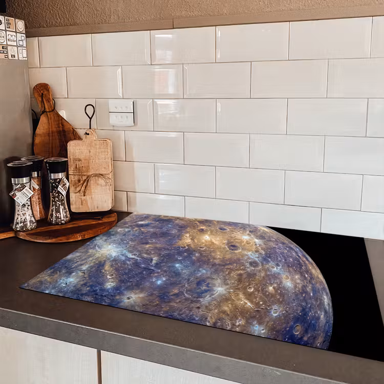 Induction Hob Cover - Planet - Craters - Space - Planeet - Kraters - Ruimte Inductie beschermer vinyl 3mm klein