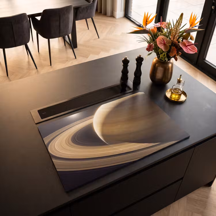 Induction Hob Cover - Planet - Rings - Space - Planeet - Ringen - Ruimte Inductie beschermer vinyl 3mm klein