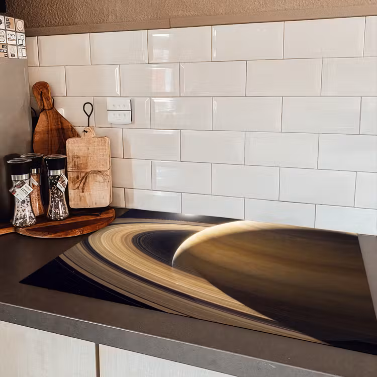 Induction Hob Cover - Planet - Rings - Space - Planeet - Ringen - Ruimte Inductie beschermer vinyl 3mm klein