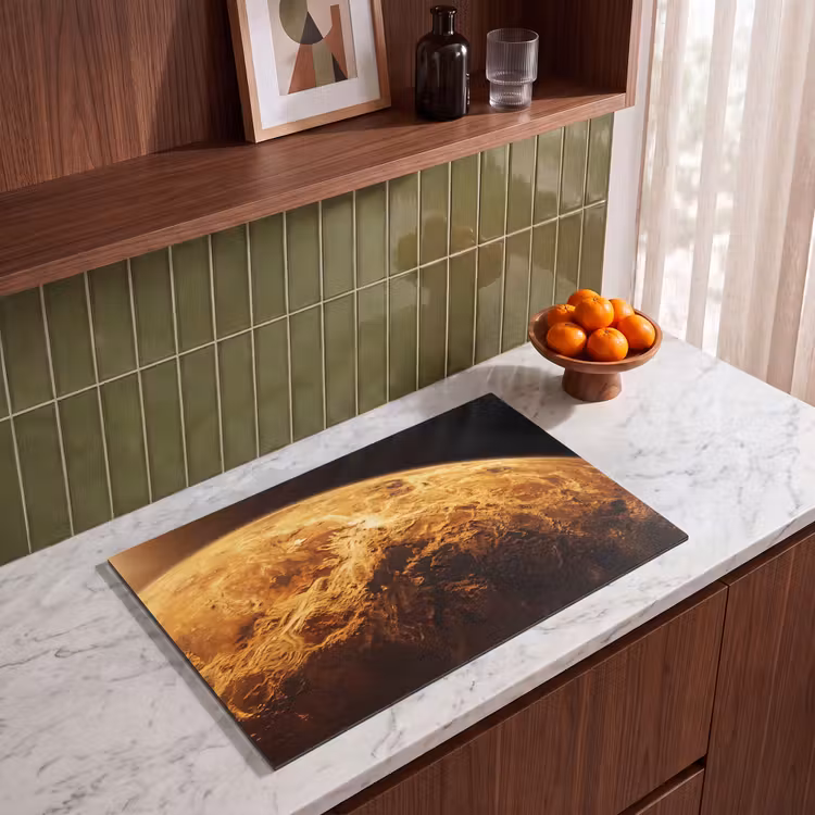 Induction Hob Cover - Planet - Space - Orange - Planeet - Ruimte - Oranje Inductie beschermer vinyl 3mm klein