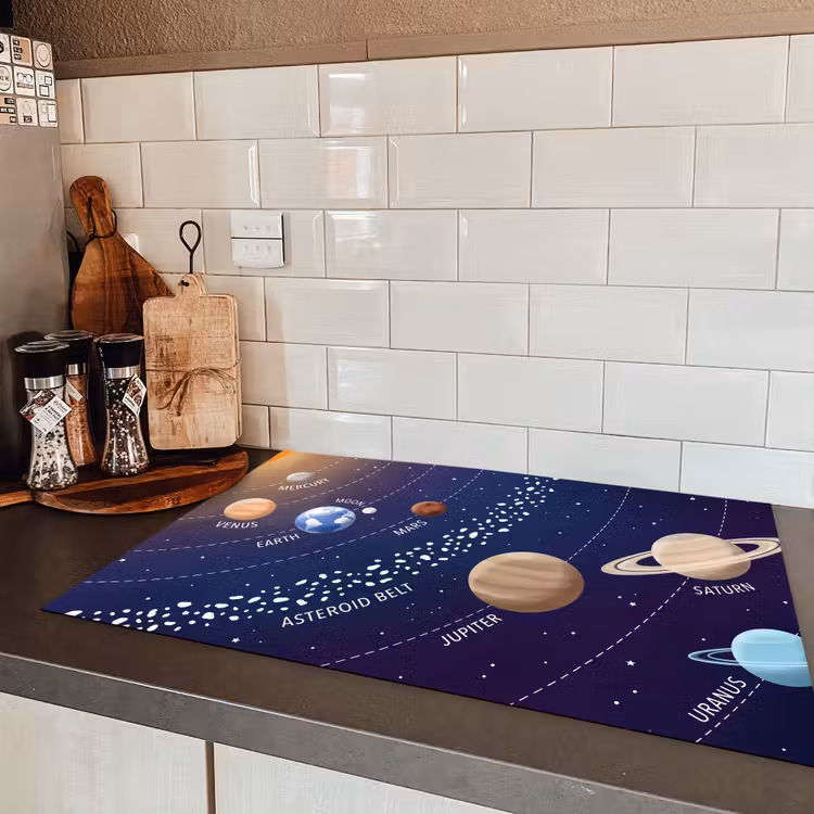 Planetenstelsel - Ruimte - Illustratie Inductie beschermer vinyl 3mm klein -sfeer3