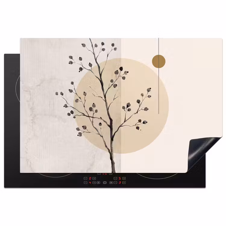 Induction Hob Cover - Plant - Abstract - Beige - Plant - Abstract - Beige Inductie beschermer vinyl 3mm klein