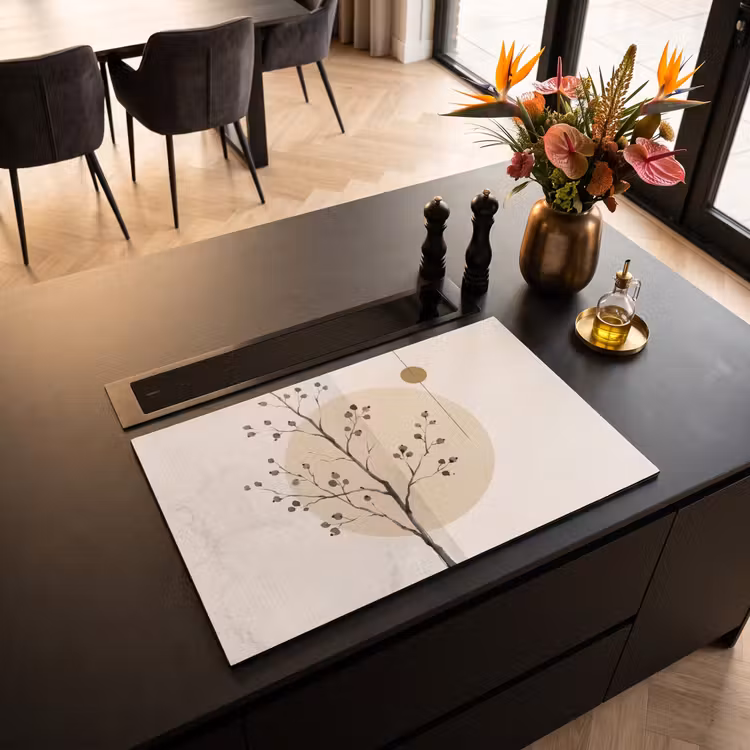 Induction Hob Cover - Plant - Abstract - Beige - Plant - Abstract - Beige Inductie beschermer vinyl 3mm klein