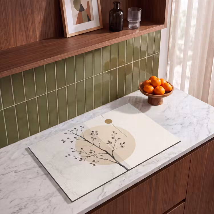 Induction Hob Cover - Plant - Abstract - Beige - Plant - Abstract - Beige Inductie beschermer vinyl 3mm klein