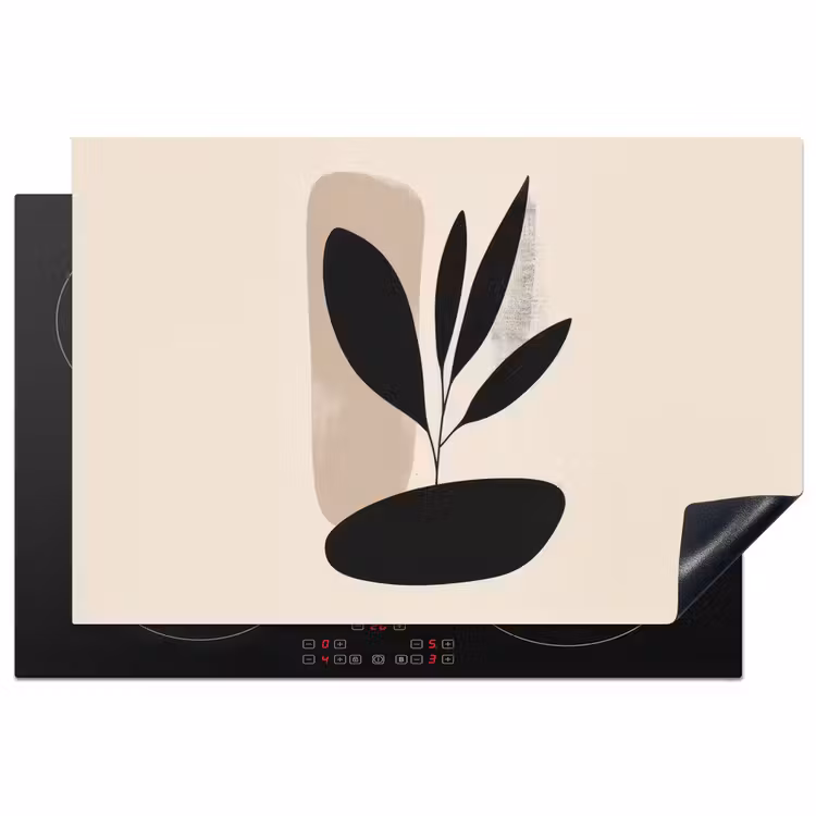 Plant - Beige - Japandi Inductie beschermer vinyl 3mm klein -3d