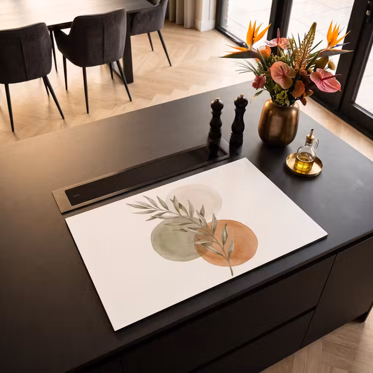 Induction Hob Cover - Plant - Circles - Abstract - Plant - Cirkels - Abstract Inductie beschermer vinyl 3mm klein