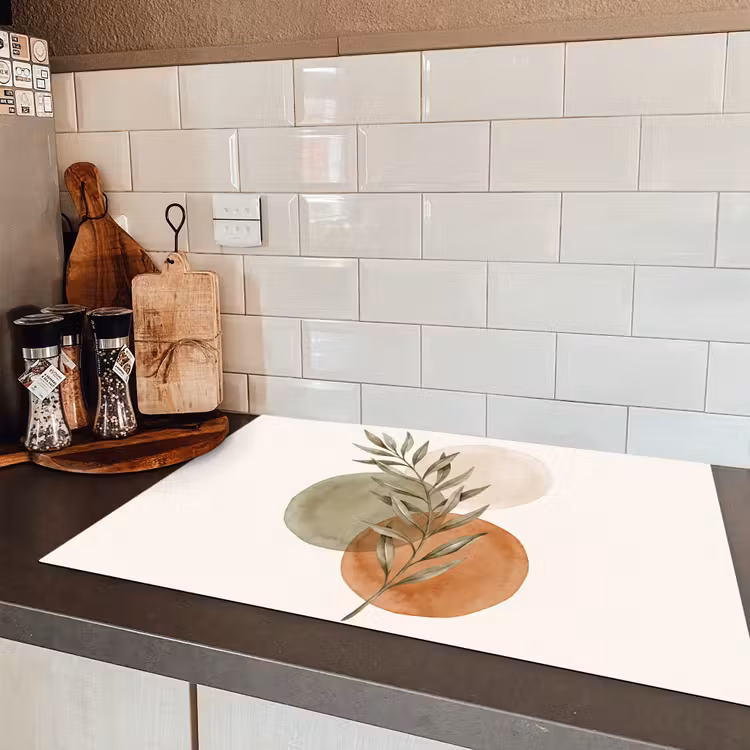 Induction Hob Cover - Plant - Circles - Abstract - Plant - Cirkels - Abstract Inductie beschermer vinyl 3mm klein