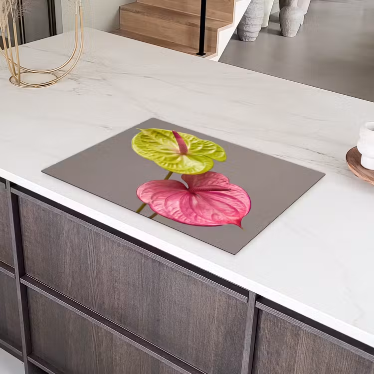 Planten - Anthurium - Groen - Roze Inductie beschermer vinyl 3mm klein -sfeer8
