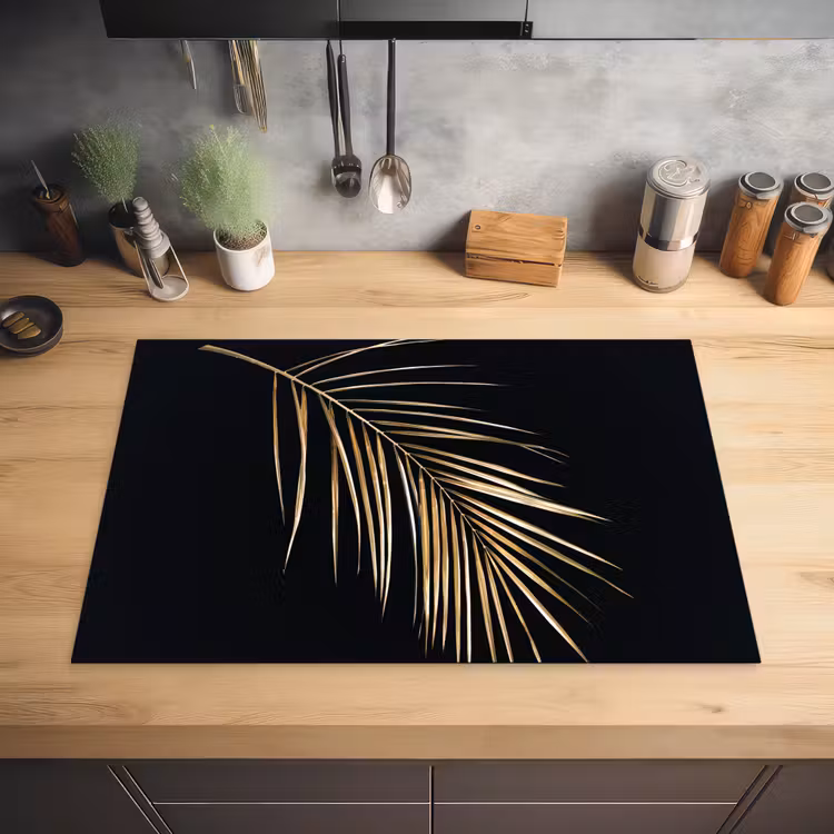 Planten - Goud - Zwart - Bladeren - Luxe Inductie beschermer vinyl 3mm klein -sfeer5