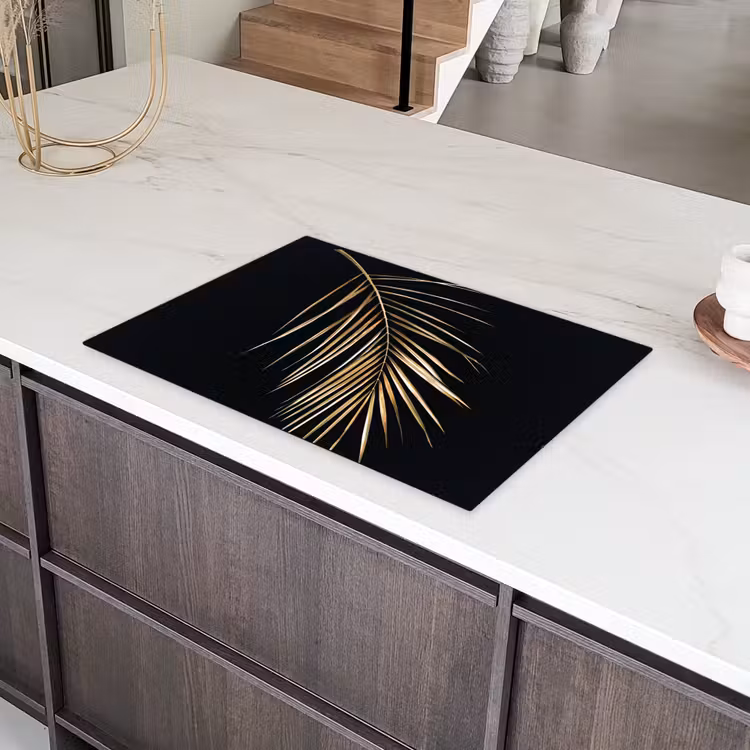 Planten - Goud - Zwart - Bladeren - Luxe Inductie beschermer vinyl 3mm klein -sfeer8
