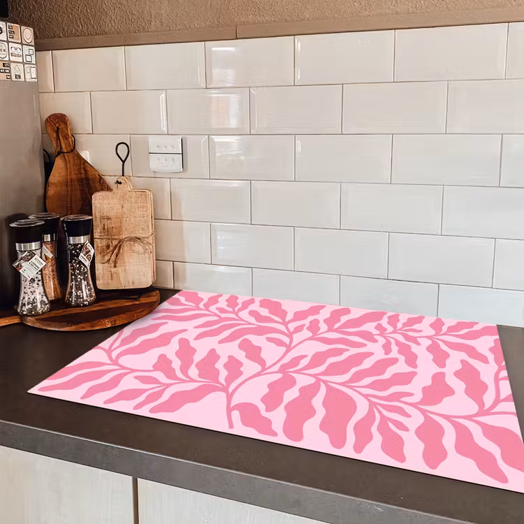 Planten - Organisch - Abstract - Modern - Roze Inductie beschermer vinyl 3mm klein -sfeer3