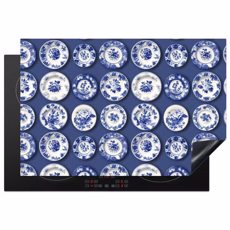 Borden - Floraal - Blauw Inductie beschermer vinyl 3mm klein 276 -3d