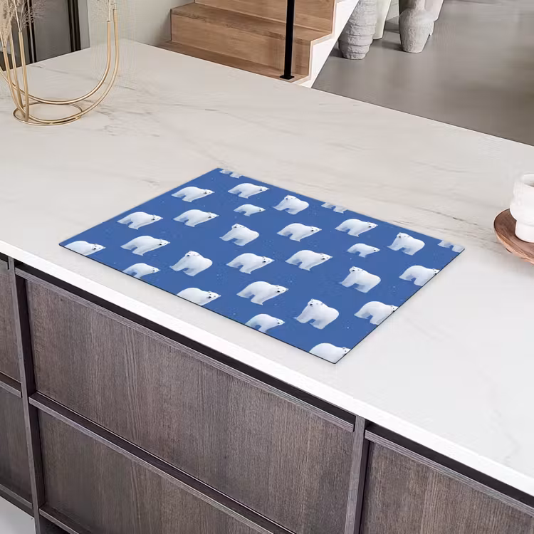 IJsbeer - Patroon - Blauw Inductie beschermer vinyl 3mm klein 276 -sfeer8