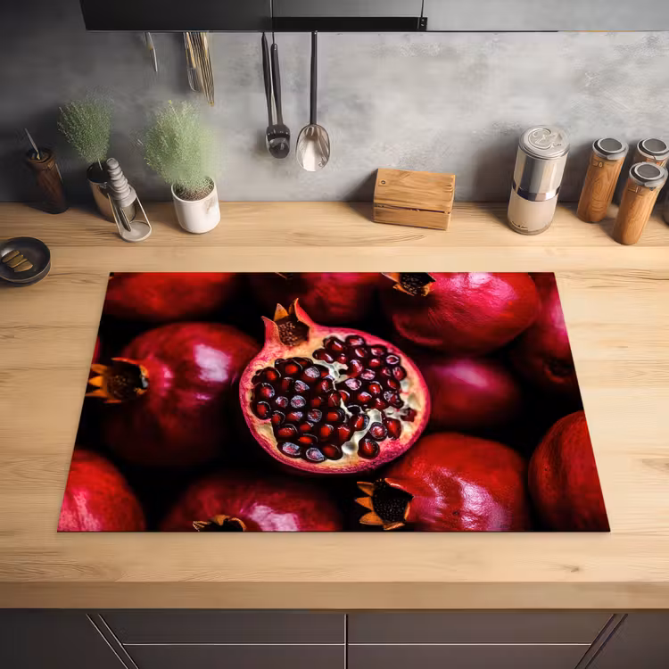 Granaatappel - Rood - Fruit Inductie beschermer vinyl 3mm klein -sfeer5