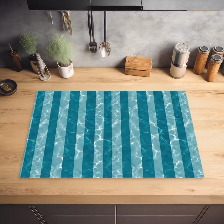 Zwembad - Strepen - Groen Inductie beschermer vinyl 3mm klein 276 -sfeer5