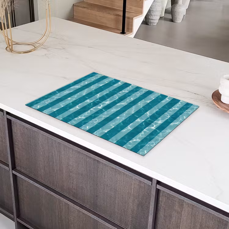 Zwembad - Strepen - Groen Inductie beschermer vinyl 3mm klein 276 -sfeer8