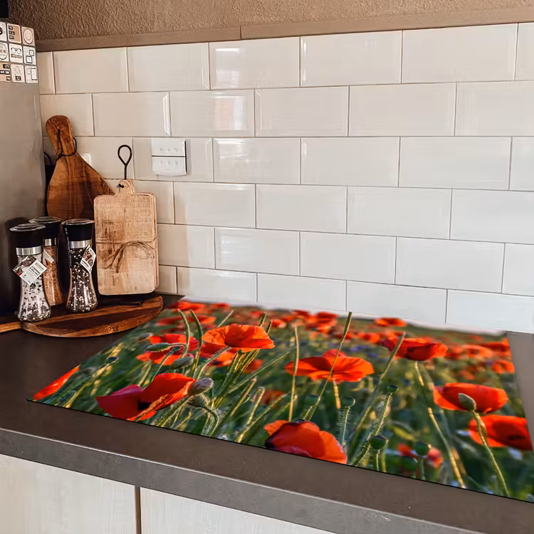 Klaprozen bij Zonsondergang Inductie beschermer vinyl 3mm klein -sfeer3