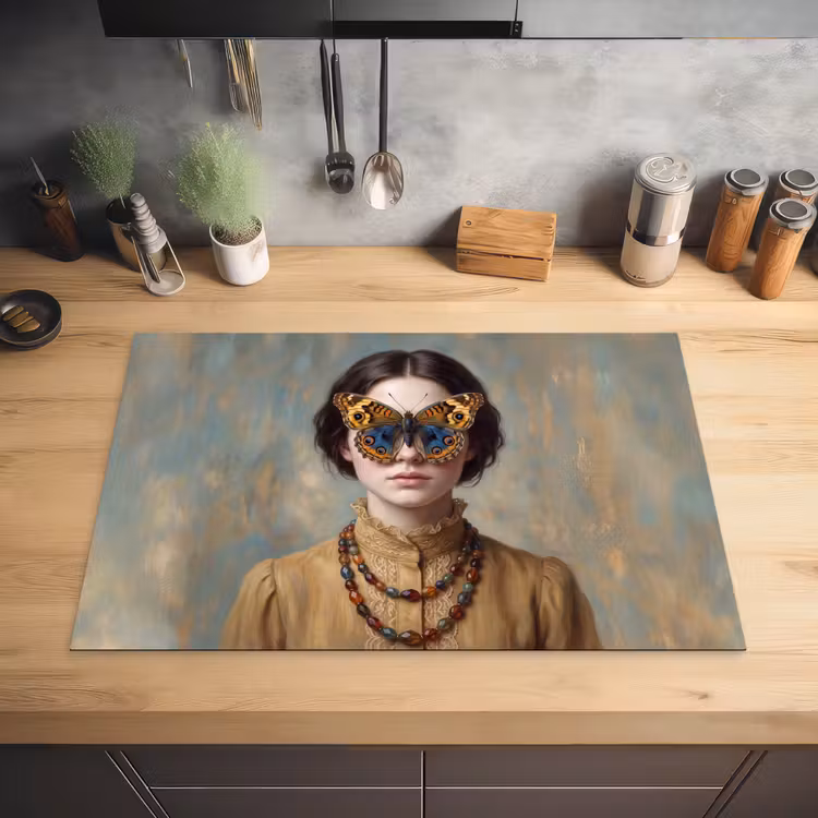 Portret - Vlinder - Kleurrijk Inductie beschermer vinyl 3mm klein -sfeer5