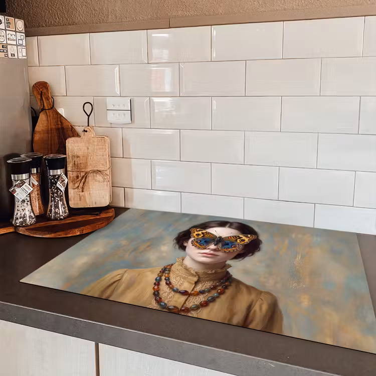 Portret - Vlinder - Kleurrijk Inductie beschermer vinyl 3mm klein -sfeer3