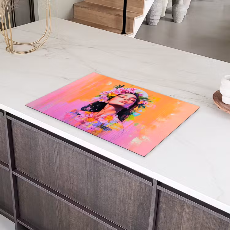 Portret - Bloemenkroon - Vrouw Inductie beschermer vinyl 3mm klein -sfeer8