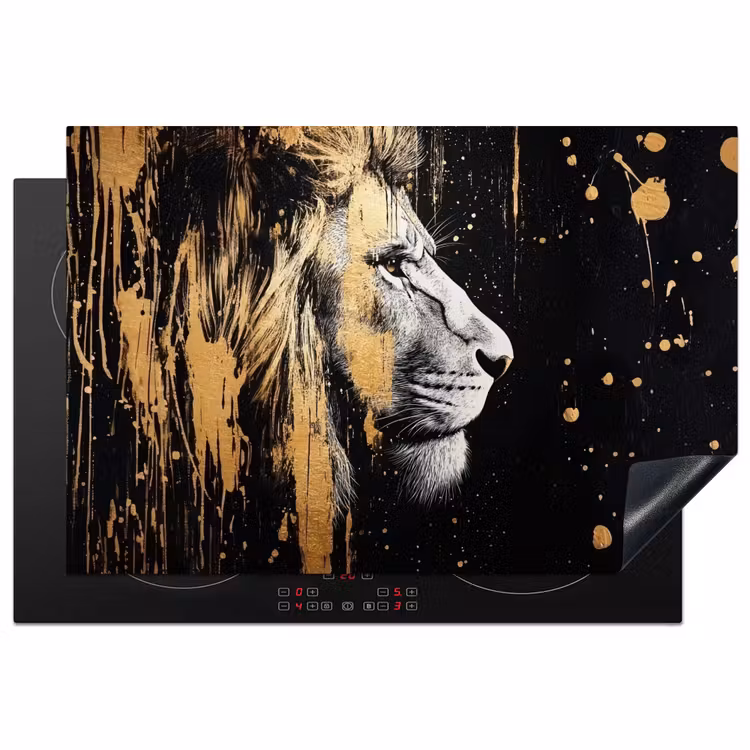 Portret - Leeuw - Abstract - Goud Inductie beschermer vinyl 3mm klein -3d