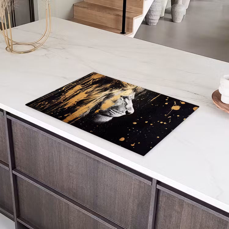 Portret - Leeuw - Abstract - Goud Inductie beschermer vinyl 3mm klein -sfeer8