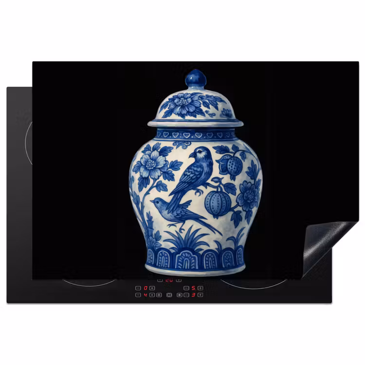 Pot - Delfts Blauw - Bloemen Inductie beschermer vinyl 3mm klein -3d