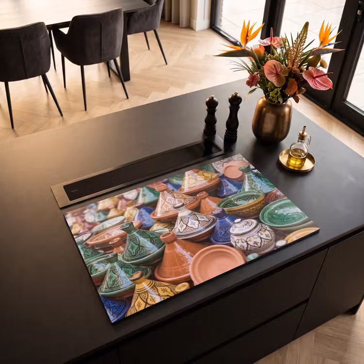 Induction Hob Cover - Pottery - Colorful - Pattern - Aardewerk - Kleurrijk - Patroon Inductie beschermer vinyl 3mm klein
