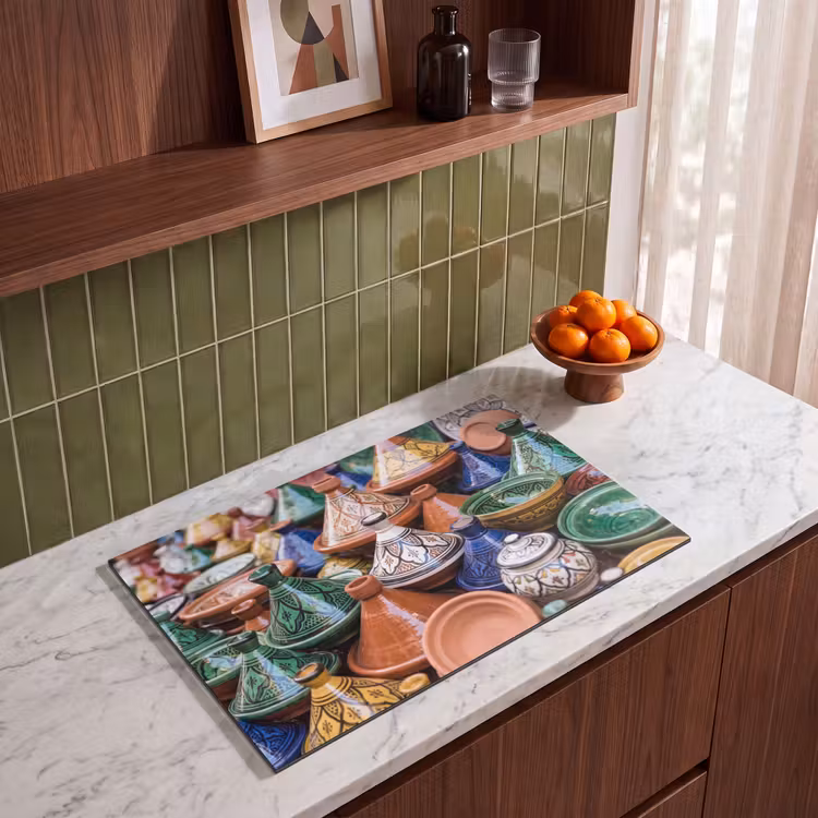 Induction Hob Cover - Pottery - Colorful - Pattern - Aardewerk - Kleurrijk - Patroon Inductie beschermer vinyl 3mm klein