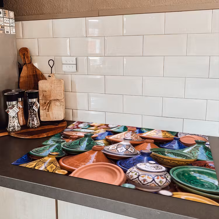 Induction Hob Cover - Pottery - Colorful - Pattern - Aardewerk - Kleurrijk - Patroon Inductie beschermer vinyl 3mm klein