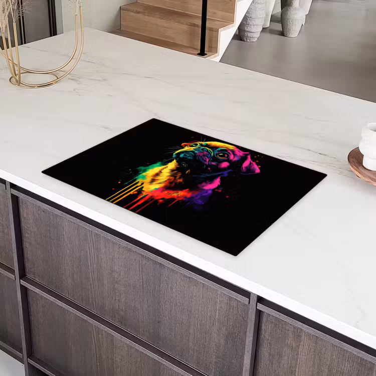 Puck - Hond - Verf - Kleuren Inductie beschermer vinyl 3mm klein -sfeer8