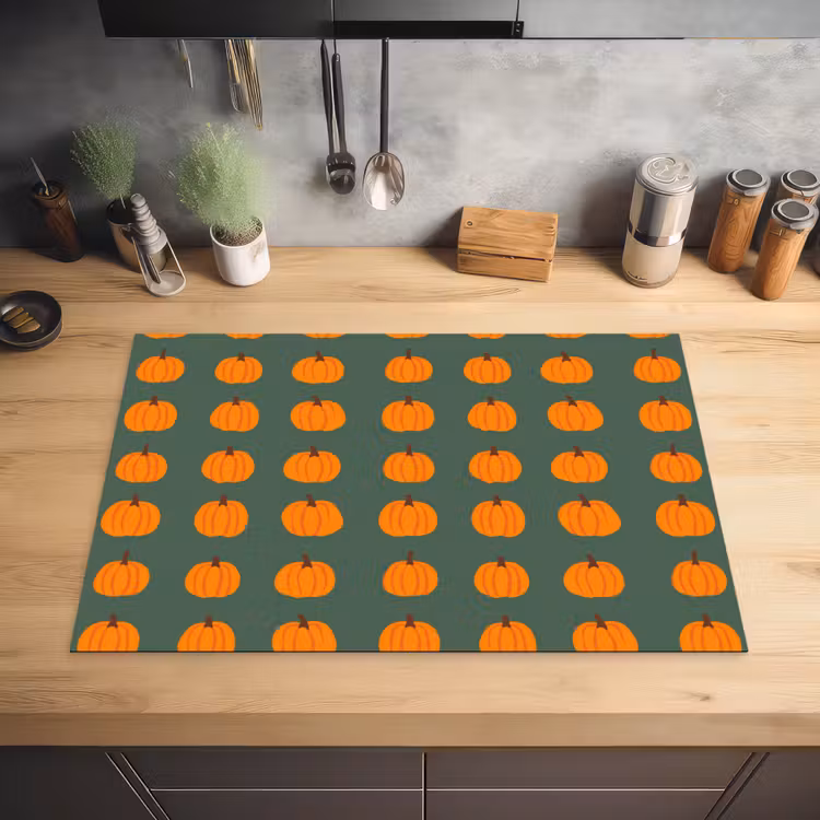 Pompoen - Patroon - Oranje Inductie beschermer vinyl 3mm klein 276 -sfeer5