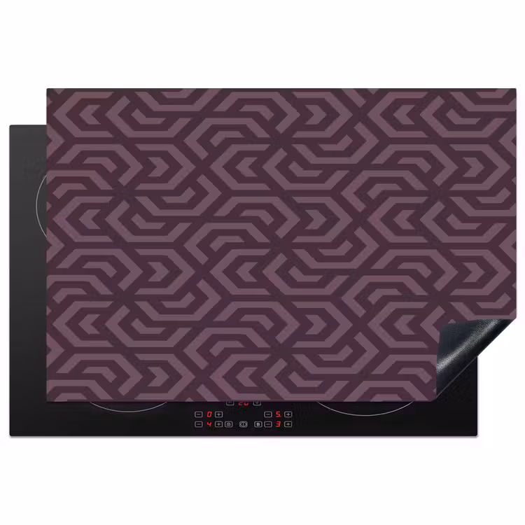 Paars - Geometrisch - Patroon - Donker Inductie beschermer vinyl 3mm klein 276 -3d