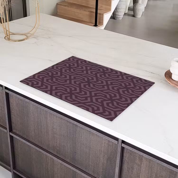 Paars - Geometrisch - Patroon - Donker Inductie beschermer vinyl 3mm klein 276 -sfeer8