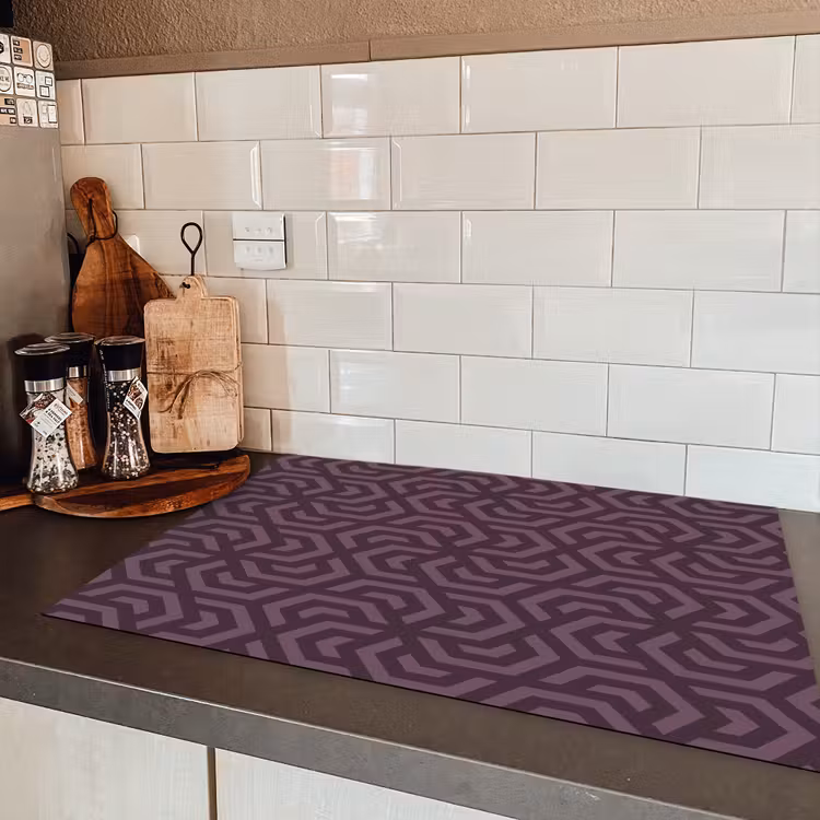 Paars - Geometrisch - Patroon - Donker Inductie beschermer vinyl 3mm klein 276 -sfeer3